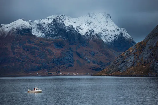 Sjark i nordnorsk fjord